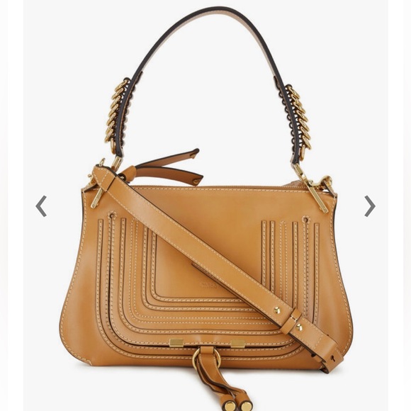 Chloe Marcie Autumn Brown Ring Detail Shoulder Bag - Picture 1 of 3